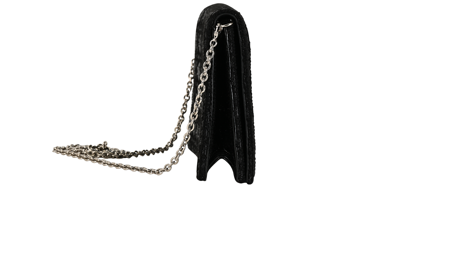 Woven Cannage Clutch, &pound;495, Handbags, Black, Fabric, Side view